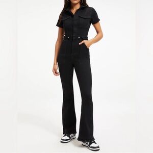 NWT_ Good American Fit For Success Stretch-Denim Bootcut Jumpsuit size XS